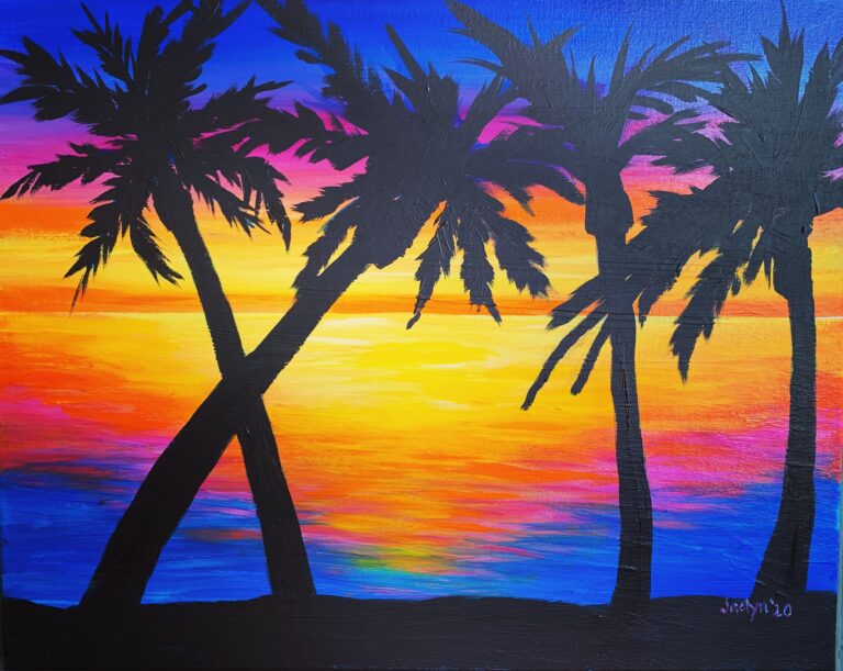 Heart Sunset and Palm Trees